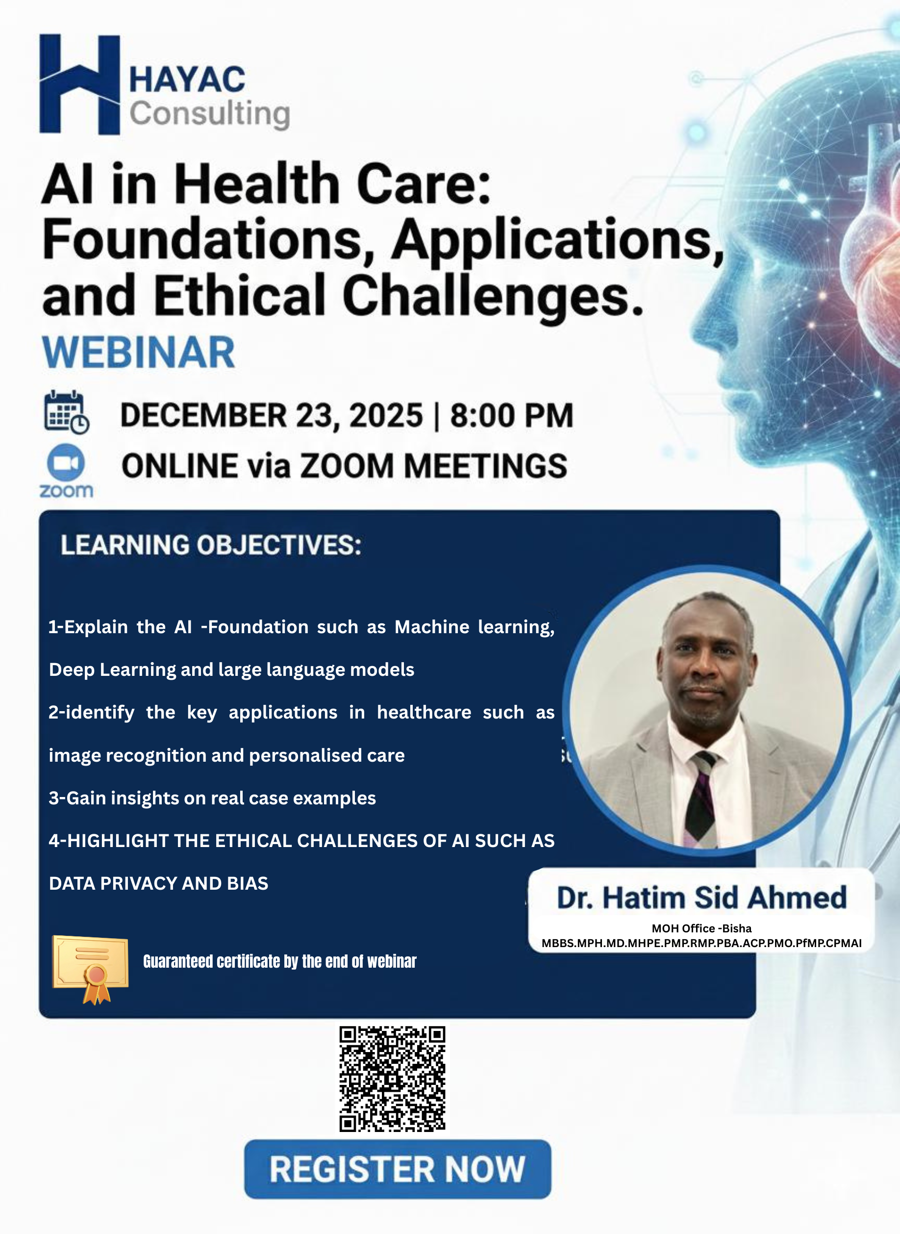 AI in Health Care: Foundations, Applications, and Ethical Challenges (Webinar)